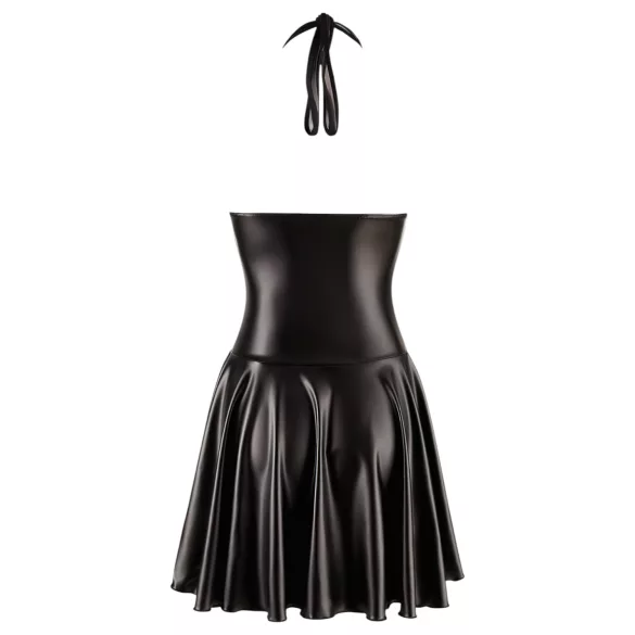 Noir - rochie plisată sexy cu bust transparent și bandă la gât - negru - XL