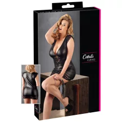   Cottelli Plus Size - rochie sexy lucioasă cu dantelă - negru - XXL