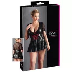   Cottelli Plus Size - rochie lucioasă cu corset roșu - negru