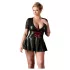 Cottelli Plus Size - rochie lucioasă cu corset roșu - negru - XXXL