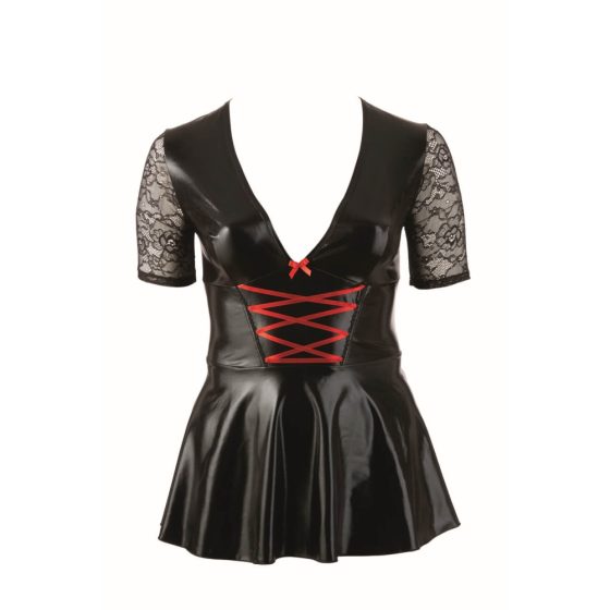 Cottelli Plus Size - Rochie stralucitoare cu corset rosu (negru) - XXXL