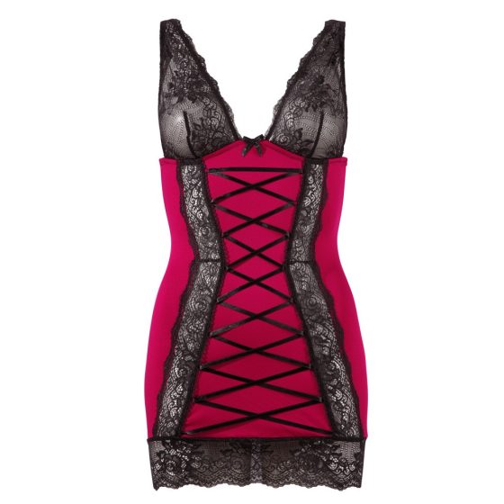Cottelli - rochie exclusivistă cu șiret și dantelă (roșu-negru) - L