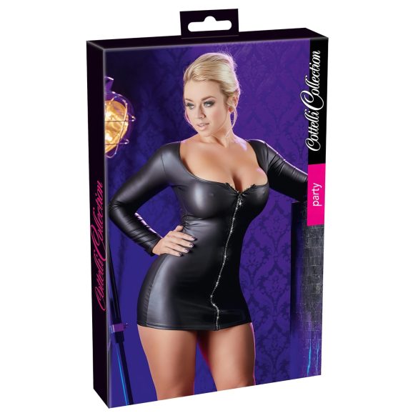 Rochie de petrecere neagră Cottelli cu fermoar strălucitor - XL