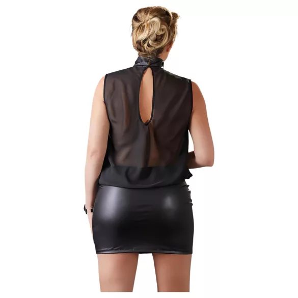 Cottelli Plus Size - rochie chiffon lucioasă - negru - 3XL