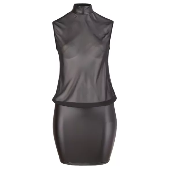 Cottelli Plus Size - rochie chiffon lucioasă - negru - 3XL
