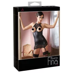  Abierta Fina - rochie mini sexy - aspect strălucitor - negru