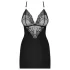 Obsessive - Rochie erotică cu bretele și tanga - negru cu strasuri