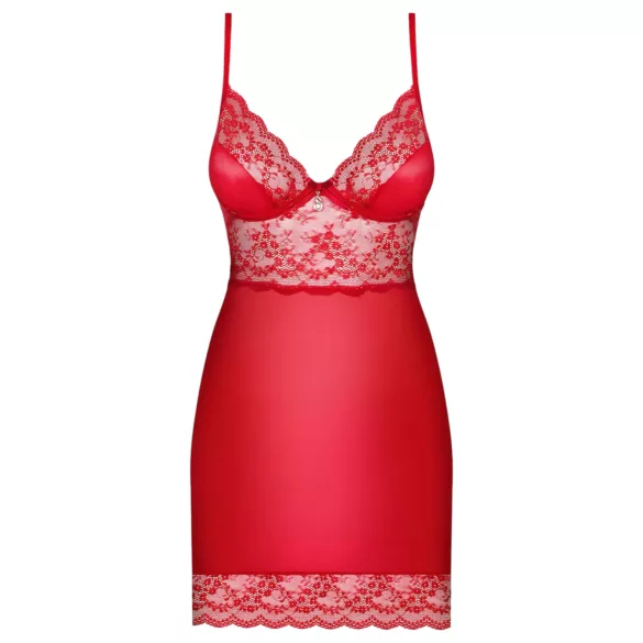 Obsessive - babydoll din dantelă cu tanga - roșu - L/XL