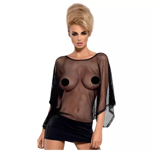 Obsessive - Rochie mini transparentă și tanga - negru - L/XL