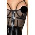 Noir - Rochie din lac cu inserții de plasă (neagră) - XL