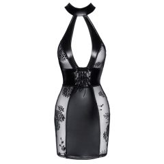 Noir - Rochie mini decoltată cu corset (neagră)