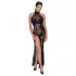 Noir - rochie lungă transparentă cu flori - negru