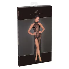 Noir - rochie lungă transparentă cu flori - negru - M