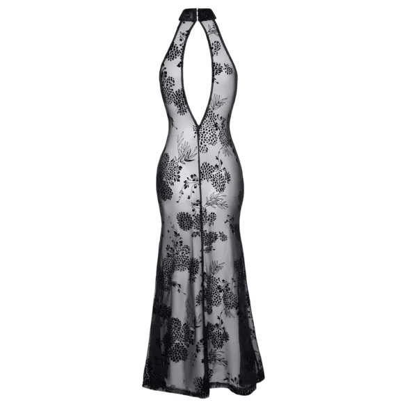 Noir - rochie lungă transparentă cu flori - negru - L