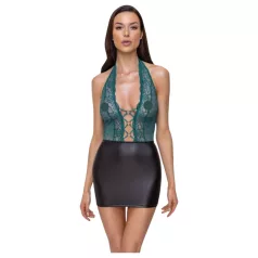   Cottelli - rochie sexy lucioasă cu dantelă și șnur - negru verde