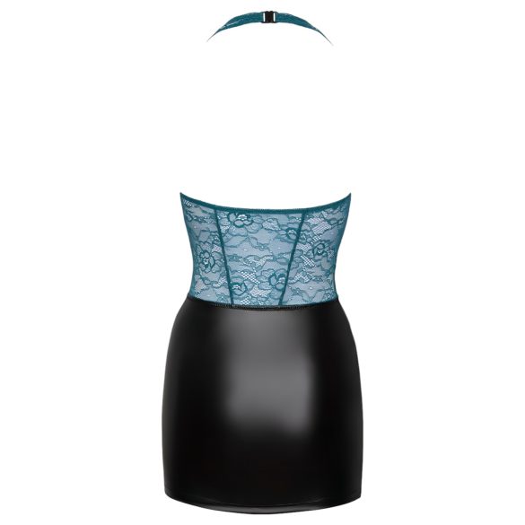 Cottelli - rochie sexy lucioasă cu dantelă și șnur - negru verde - XL