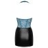 Cottelli - Rochie lucioasă cu dantelă și șireturi (negru-verde) - XL