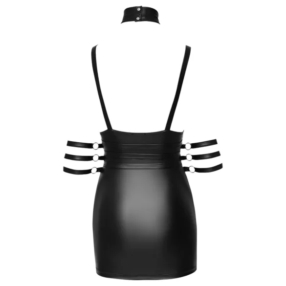 Cottelli Bondage - rochie mini lucioasă cu guler - negru - M
