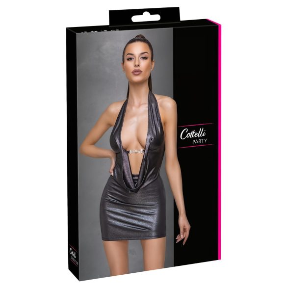 Cottelli Party - rochie gât halter (argintie) - M