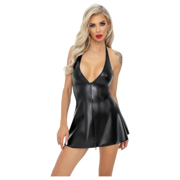 Noir - rochie mini cu top croi piele de șarpe (negru)