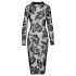 / Noir - Rochie lungă cu mâneci, cu motiv trandafiri (negru) - L