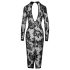 / Noir - Rochie lungă cu mâneci, cu motiv trandafiri (negru) - L
