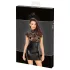 Noir - rochie scurtă lucioasă cu corset și dantelă - negru