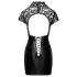 Noir - rochie scurtă lucioasă cu corset și dantelă - negru - M