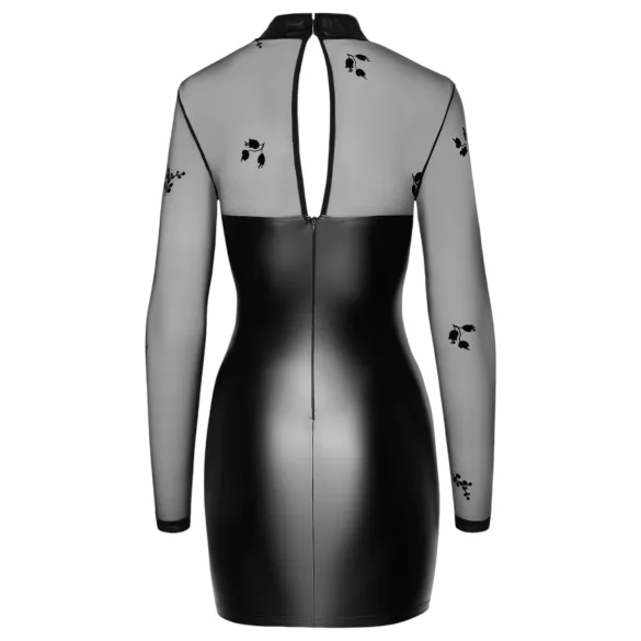 Noir - rochie mini lucioasă cu top transparent - negru - M