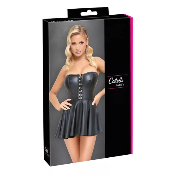 Cottelli - rochie mini lucioasă cu fustă plisată - negru - L