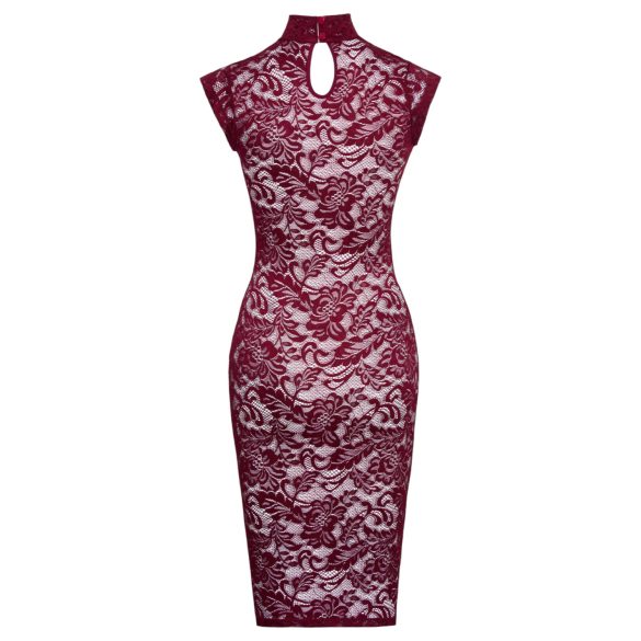 Cottelli - rochie transparentă cu dantelă - bordo - L