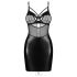 Obsessive Dominna - rochie domina lucioasă cu insert transparent - negru