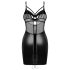 Obsessive Dominna - rochie domina lucioasă cu insert transparent - negru