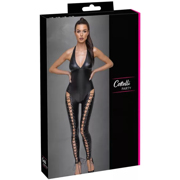 Cottelli Party - salopetă corset cu bandă la gât (negru)