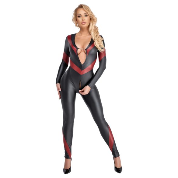 Cottelli - catsuit cu efect de piele - fermoar - negru - XL