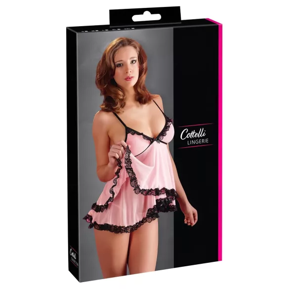 Cottelli - Babydoll sexy cu volane - dantelă neagră - L