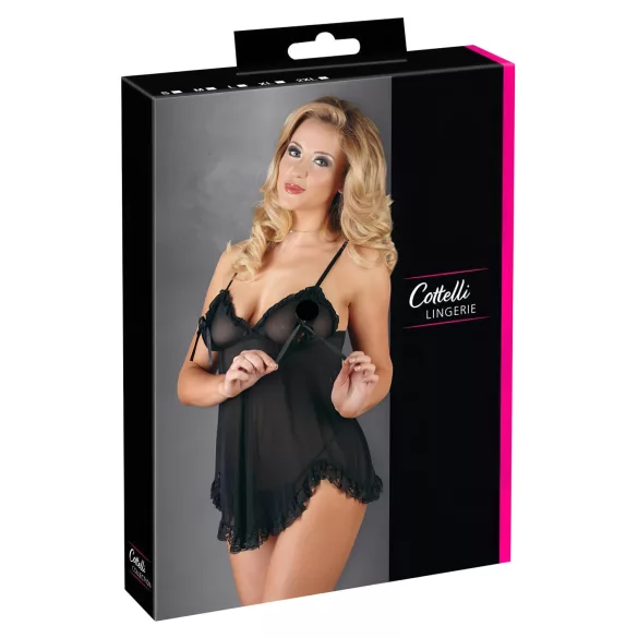 Cottelli - Babydoll sexy cu volane - negru - M