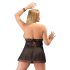 Cottelli Plus Size - Babydoll dantelat și lejer (negru)