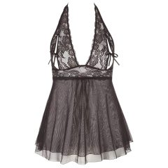 Cottelli Plus Size - Babydoll din dantelă de in (negru)