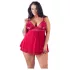 Cottelli - babydoll plus size - dantelă, lejer - roșu - 2XL