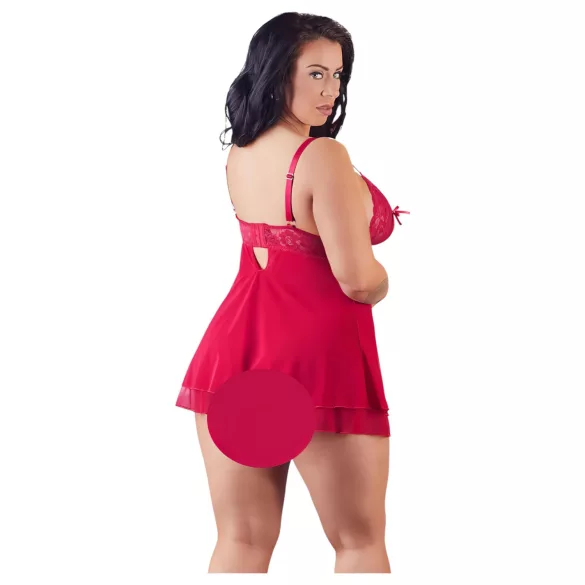 Cottelli - babydoll plus size - dantelă, lejer - roșu - 2XL