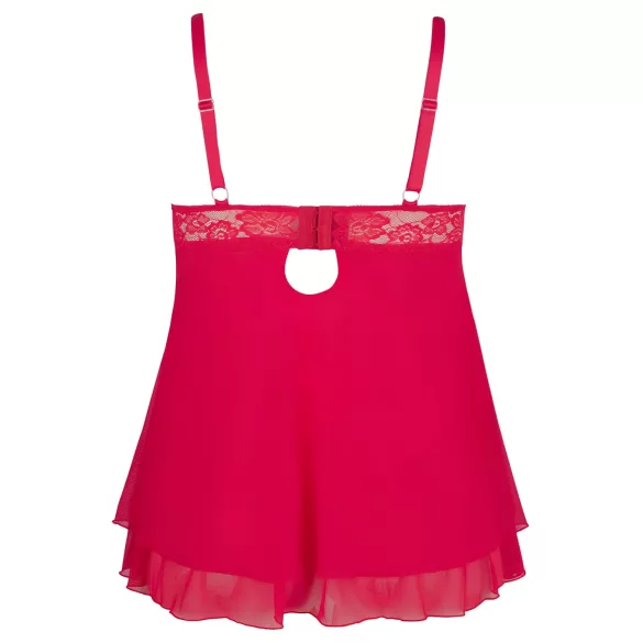 Cottelli - babydoll plus size - dantelă, lejer - roșu - 2XL