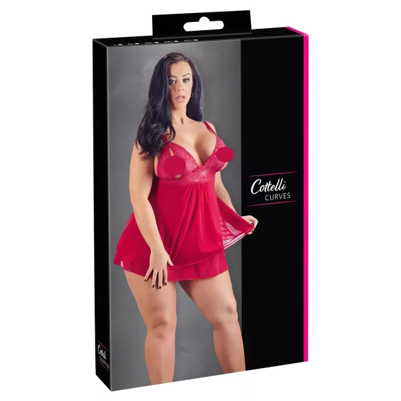 Cottelli - babydoll plus size - dantelă, lejer - roșu - 3XL