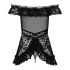 Obsessive - babydoll cu volane și tanga - negru - L/XL