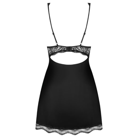 Obsessive - Babydoll cu flori și strasuri - cu tanga - negru