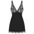 Obsessive - Babydoll cu flori și strasuri - cu tanga - negru - L/XL