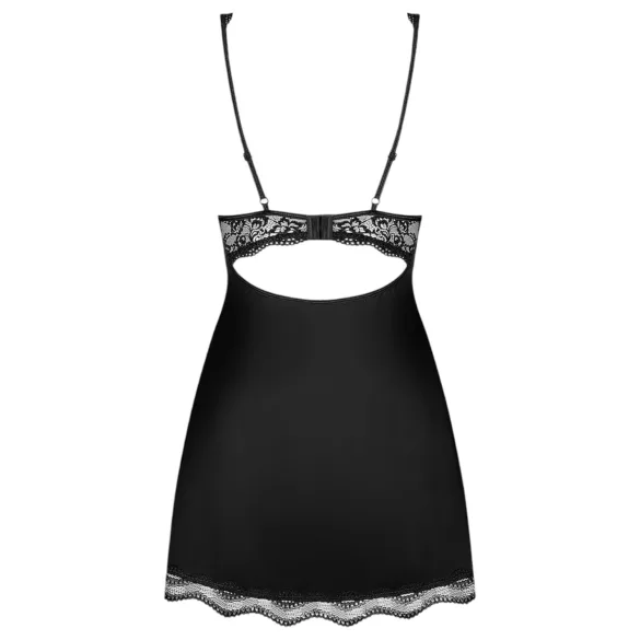 Obsessive - Babydoll cu flori și strasuri - cu tanga - negru - L/XL
