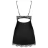 Obsessive - Babydoll cu flori și strasuri - cu tanga - negru - L/XL