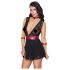 Cottelli Bondage - Babydoll dantelat cu guler (negru)