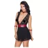 Cottelli Bondage - Babydoll dantelat cu guler (negru) - M